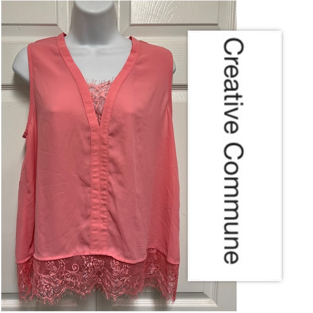 Creative Commune Stitch Fix Coral Lace Inlet Tank